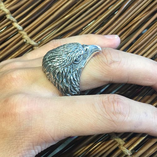 Men's Sterling Silver Eagle Head Ring