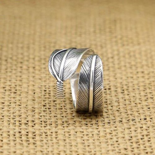 Men's Sterling Silver Feather Wrap Ring