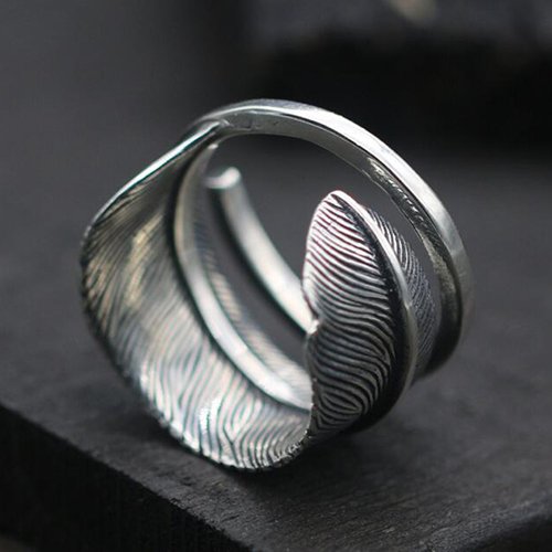 Men's Sterling Silver Feather Wrap Ring