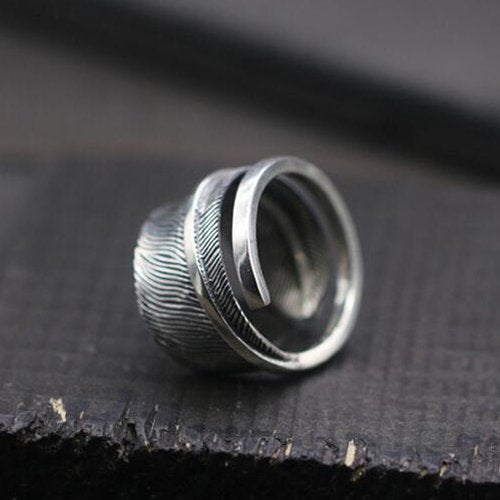 Men's Sterling Silver Feather Wrap Ring