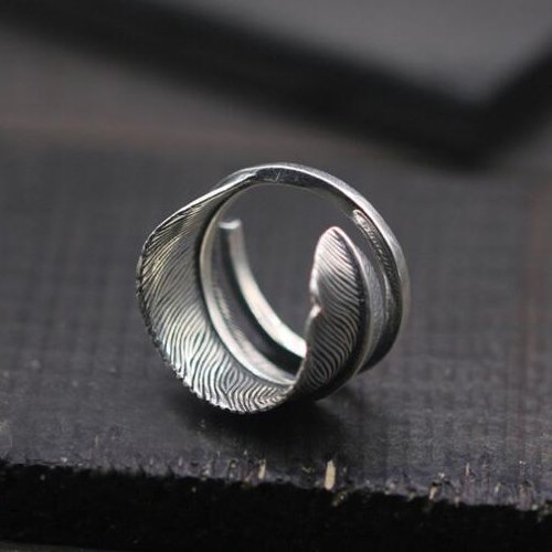 Men's Sterling Silver Feather Wrap Ring