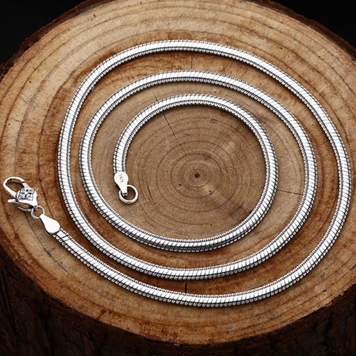 Men's Sterling Silver Rimmed Flat Snake Chain 20"-28"