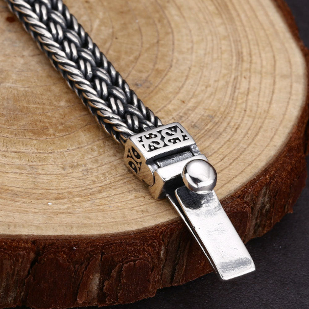 Men's Sterling Silver Fleur Braided Bracelet