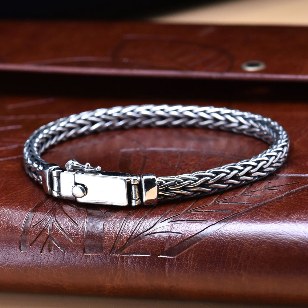 Men's Sterling Silver Handwoven Bracelet