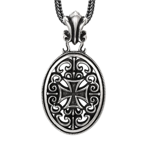 Men's Sterling Silver Heavy Iron Cross Necklace