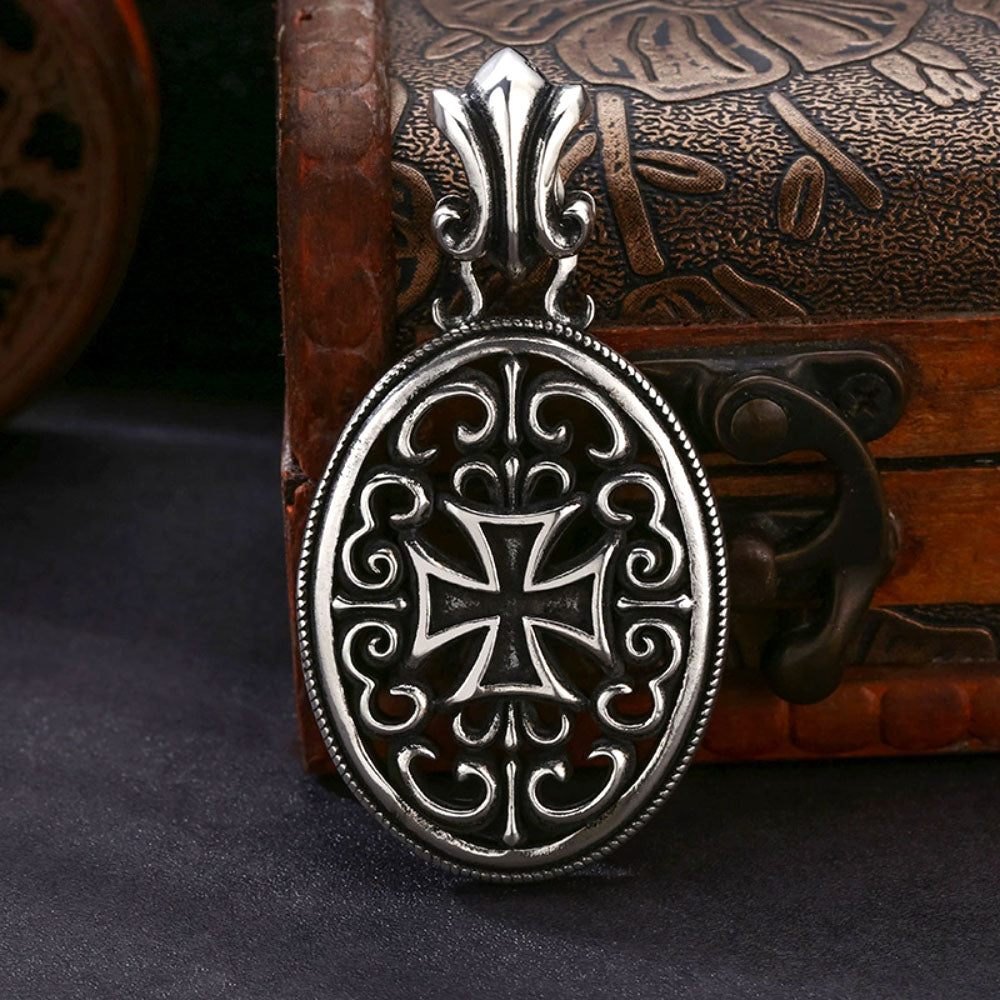 Men's Sterling Silver Heavy Iron Cross Necklace