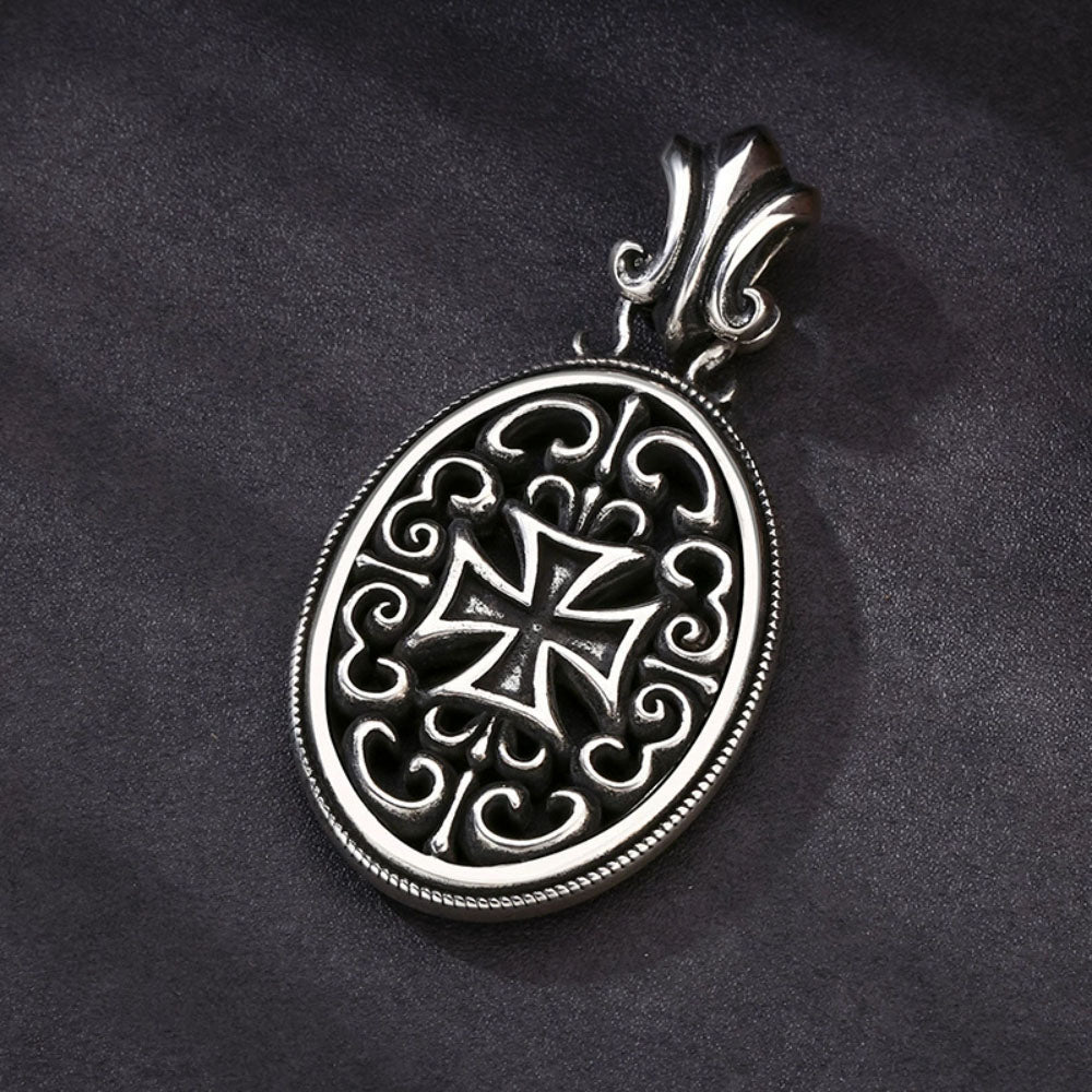 Men's Sterling Silver Heavy Iron Cross Necklace