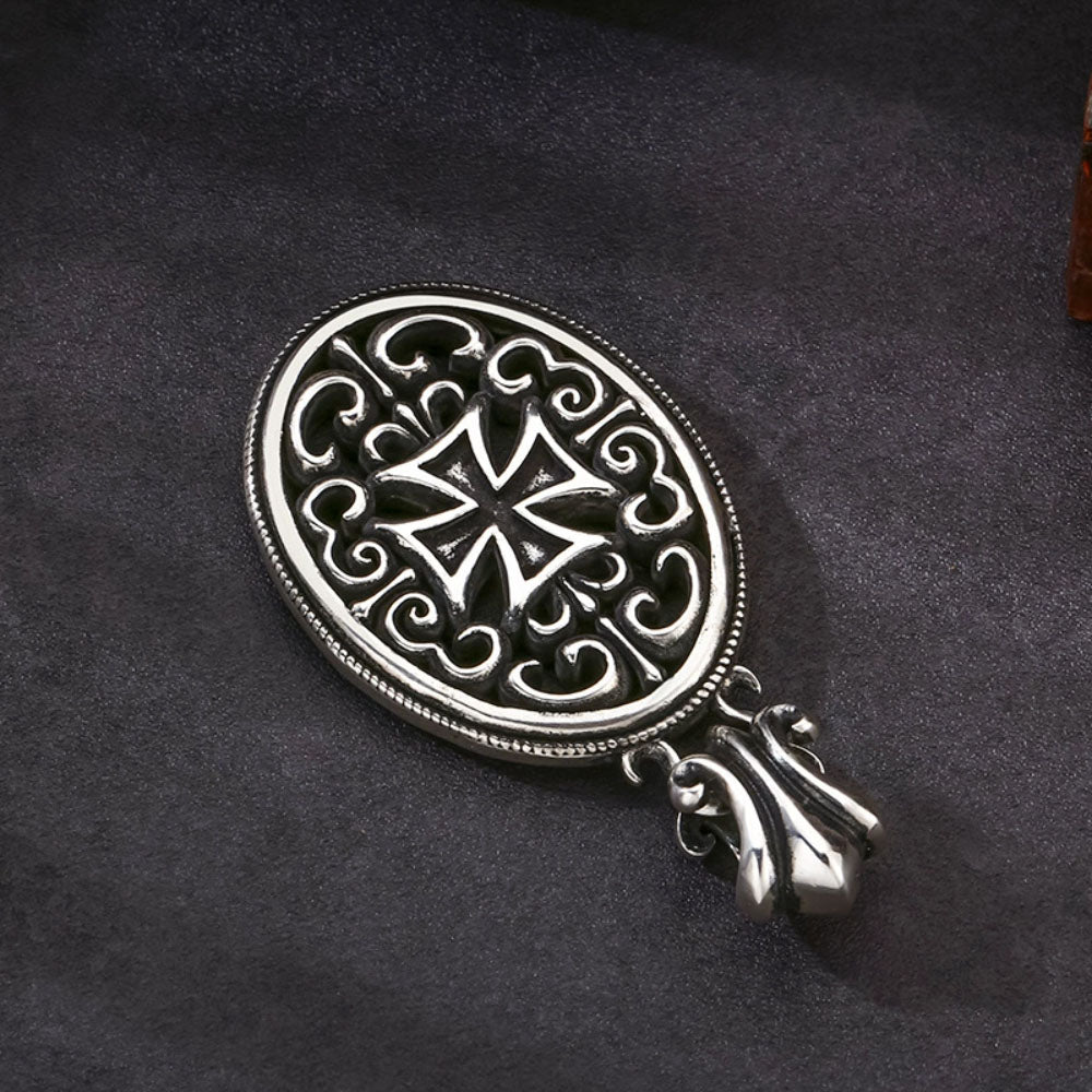 Men's Sterling Silver Heavy Iron Cross Necklace