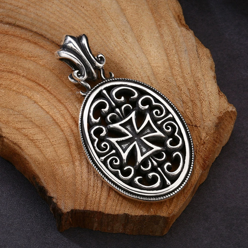 Men's Sterling Silver Heavy Iron Cross Necklace