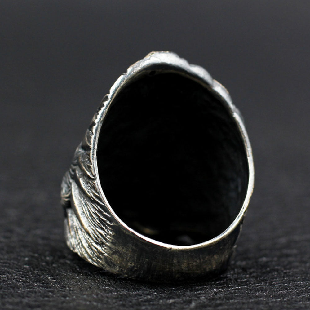 Men's Sterling Silver Indian Chief Eagle Ring