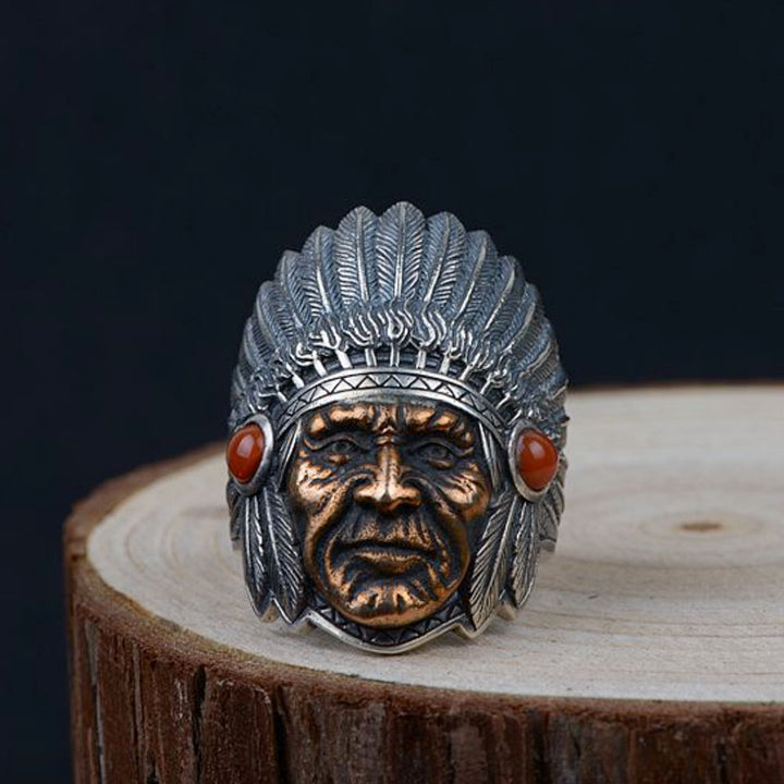 Men's Sterling Silver Indian Chief Ring