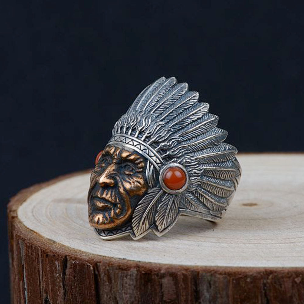 925 sterling silver Chief colorful men's ring on sale