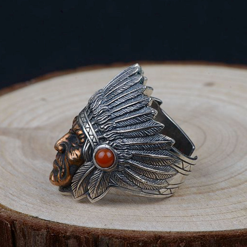 Men's Sterling Silver Indian Chief Ring