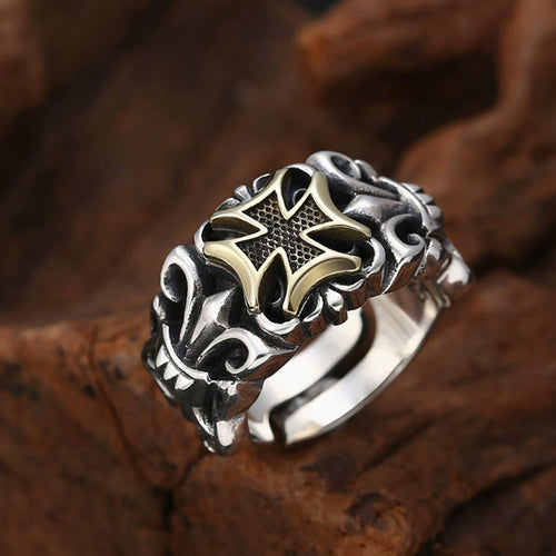 Men's Sterling Silver Iron Cross Ring