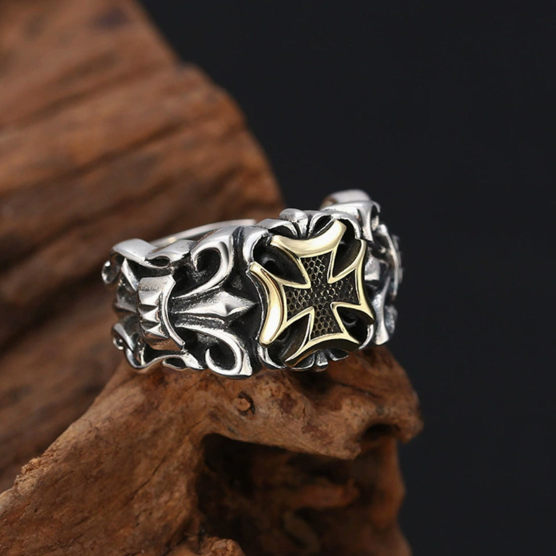 Men's Sterling Silver Iron Cross Ring