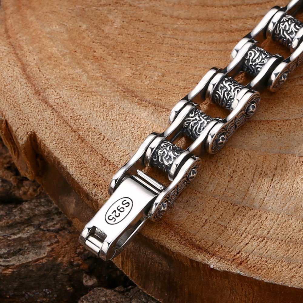 Men's Sterling Silver Ivy Bike Chain Bracelet