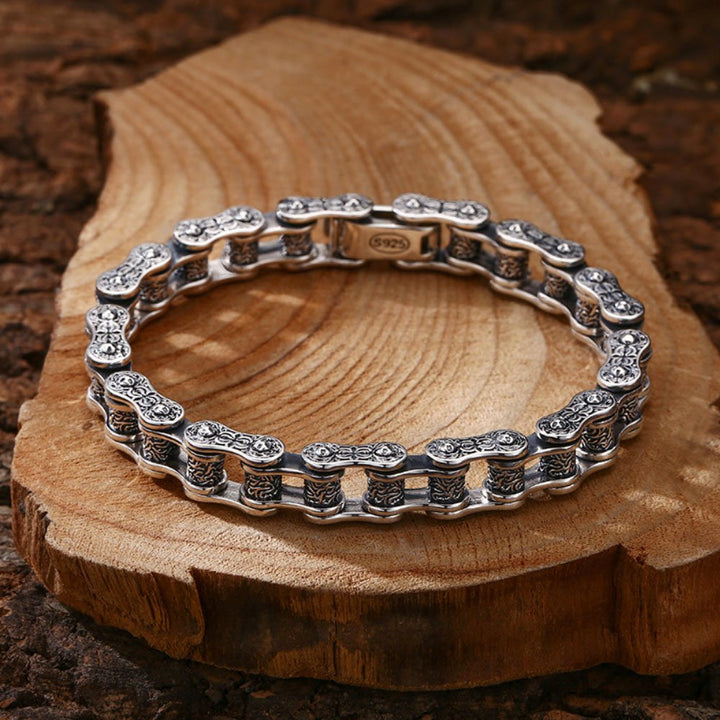 Men's Sterling Silver Ivy Bike Chain Bracelet