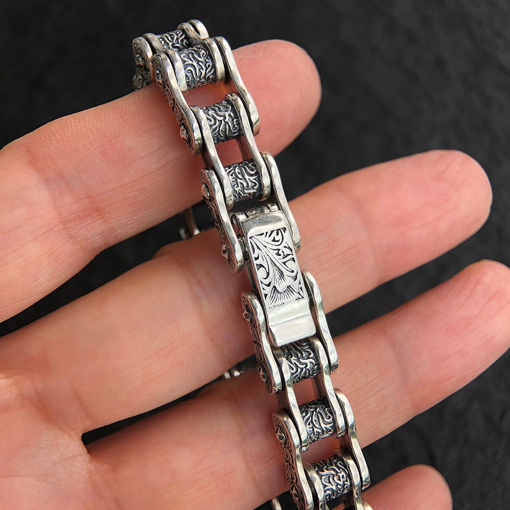 BIKE CHAIN buy Sterling silver MENS / WOMENS Bracelet 7 3/8