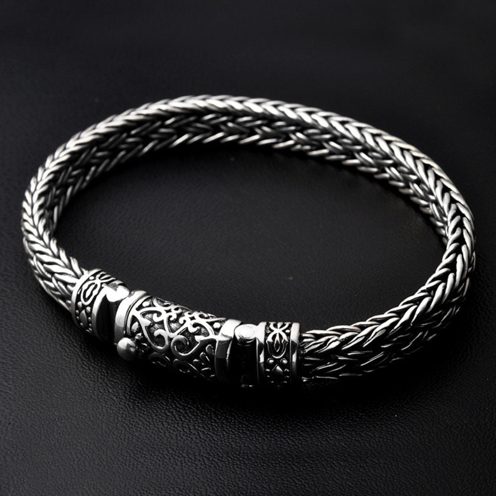 Men's Sterling Silver Ivy Buckle Braided Bracelet