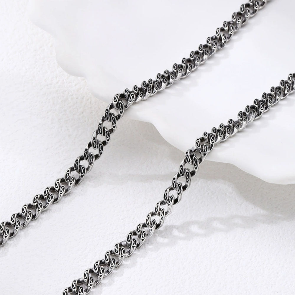 Men’s Sterling Silver Ivy Pattern Cuban Link Chain | 5mm Solid 925 ...