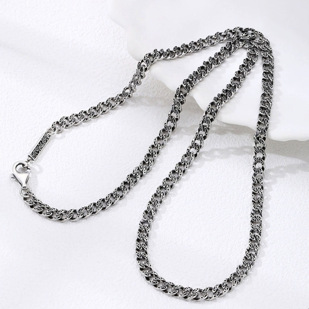 Men’s Sterling Silver Ivy Pattern Cuban Link Chain