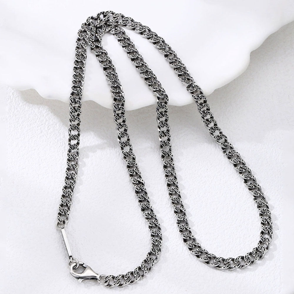 Men’s Sterling Silver Ivy Pattern Cuban Link Chain