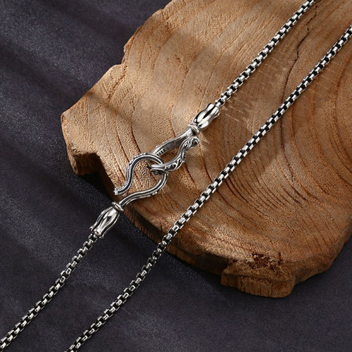 Men's Sterling Silver Ivy Pattern Hooks Box Chain
