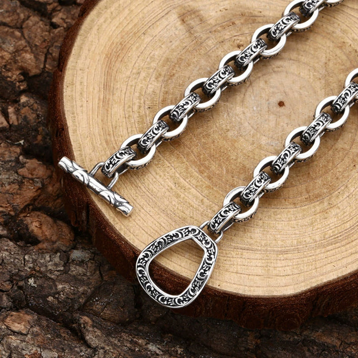 Men’s Sterling Silver Ivy Pattern Oval Link Chain