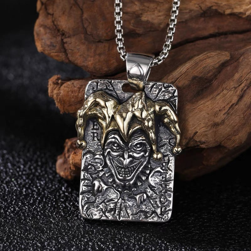 Men's Sterling Silver Joker Necklace