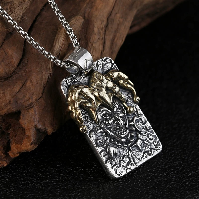 Collar Joker de plata de ley para hombre