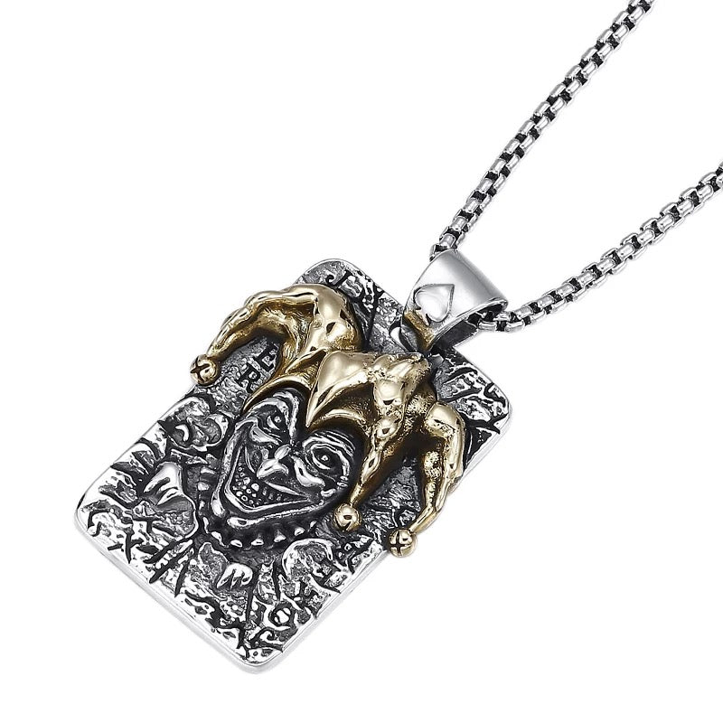 Collar Joker de plata de ley para hombre