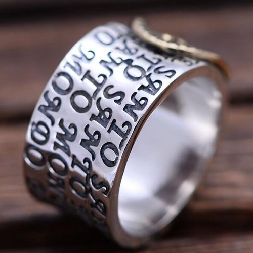 Men's Sterling Silver Virgin Mary Wide Band Ring