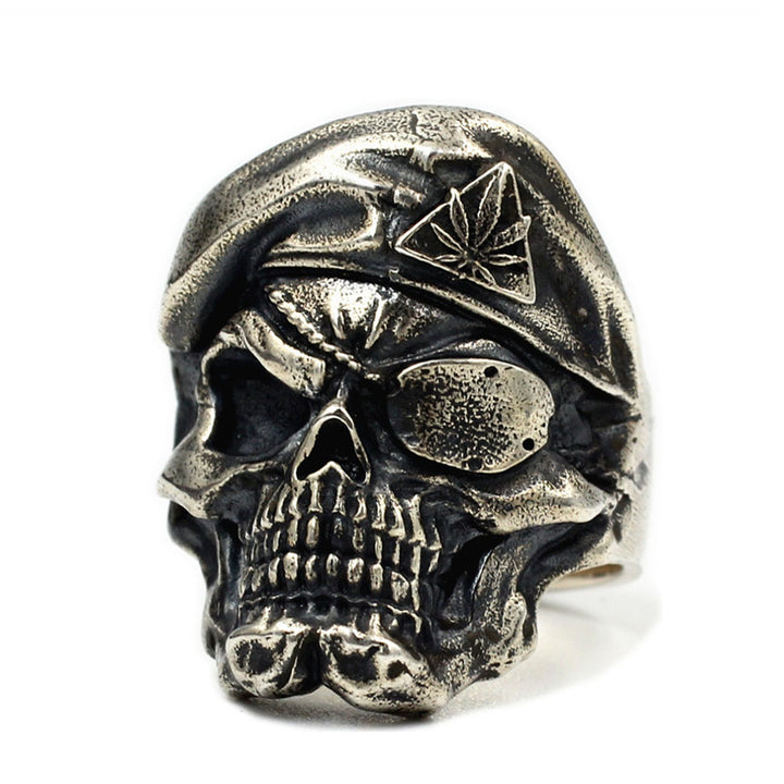 Men's Sterling Silver One-eyed Skull Ring