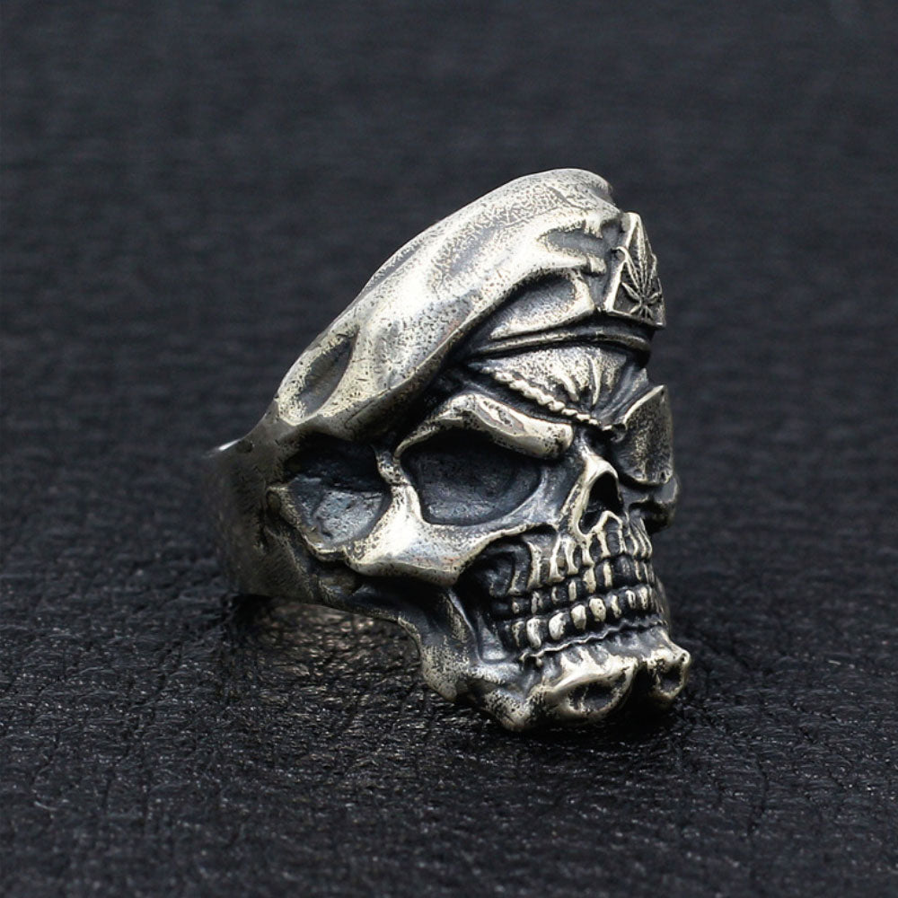 Men's Sterling Silver One-eyed Skull Ring