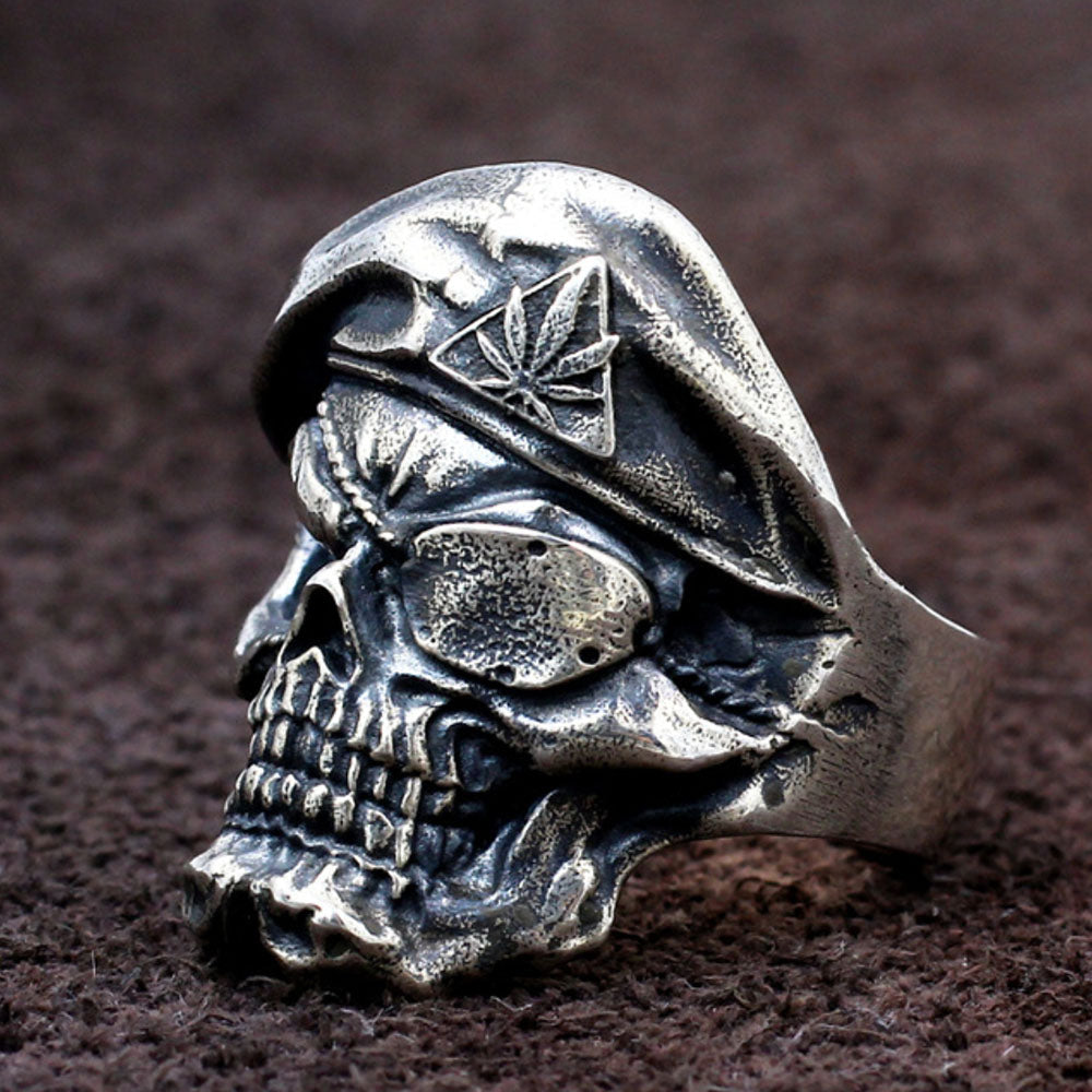 Men's Sterling Silver One-eyed Skull Ring