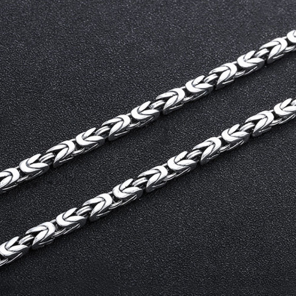 4.5 mm Men's Sterling Silver Pestle Clasp Byzantine Chain 20"-26"