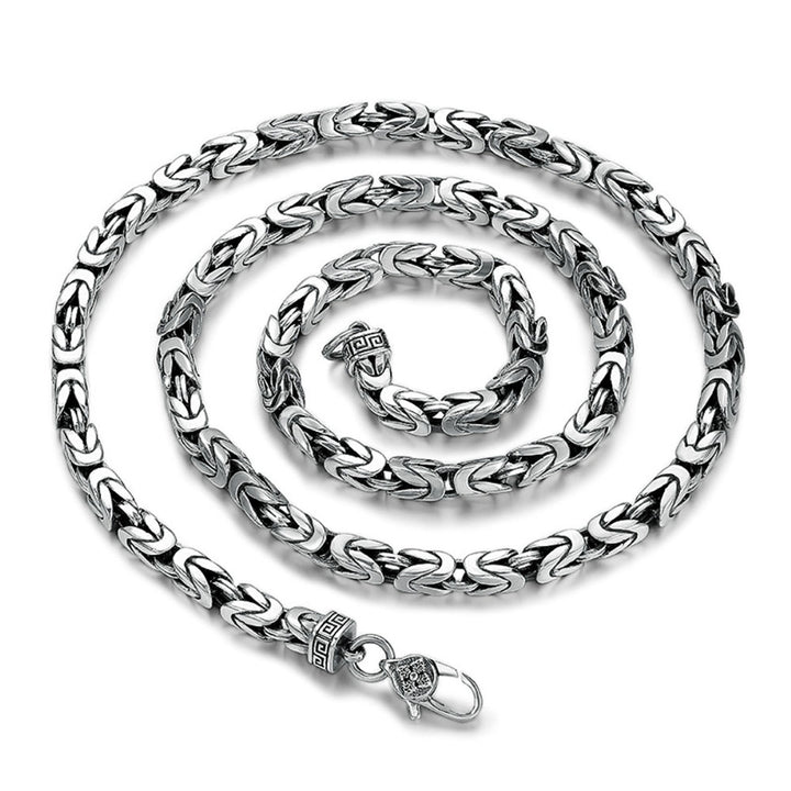 Chaîne byzantine à fermoir pilon en argent sterling pour hommes de 4,5 mm, 20 à 26 pouces