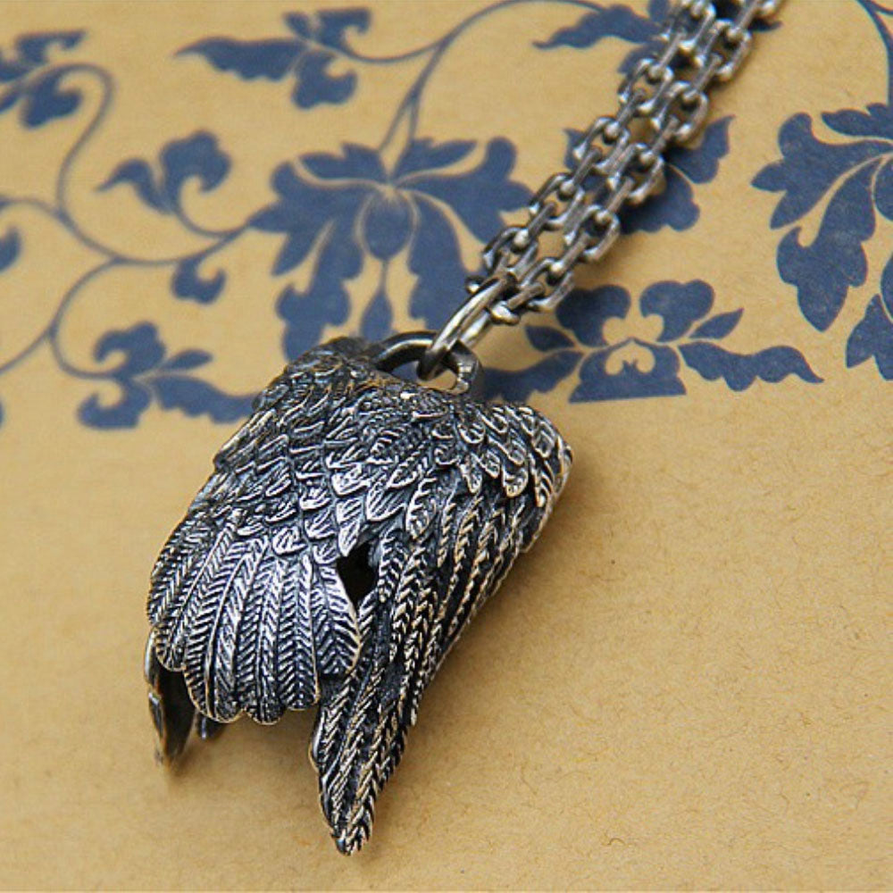 Men's Sterling Silver Raven Pendant Necklace