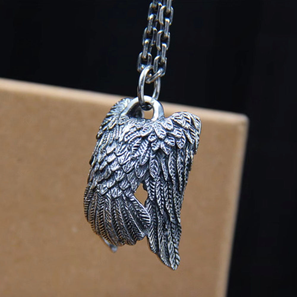 Men's Sterling Silver Raven Pendant Necklace