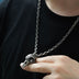 Men's Sterling Silver Raven Skull Pendant Necklace