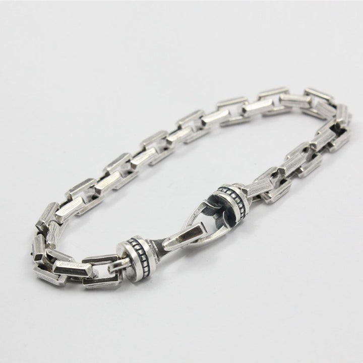 Men's Sterling Silver Rectangle Link Chain Bracelet