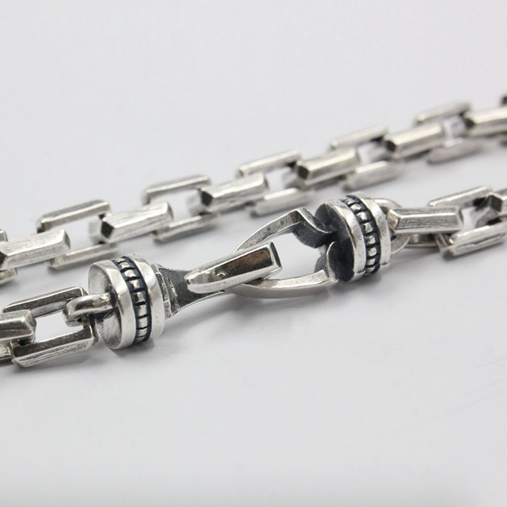 Men's Sterling Silver Rectangle Link Chain Bracelet