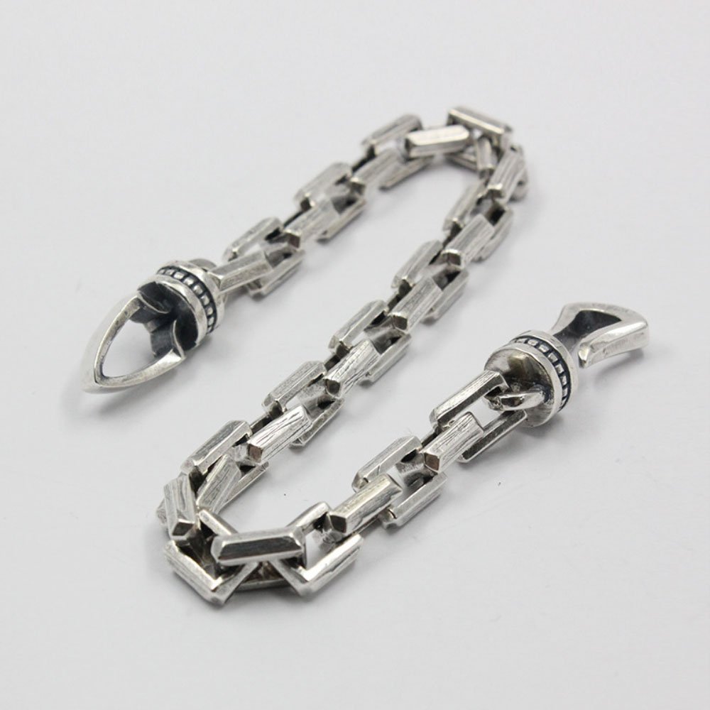 Men's Sterling Silver Rectangle Link Chain Bracelet