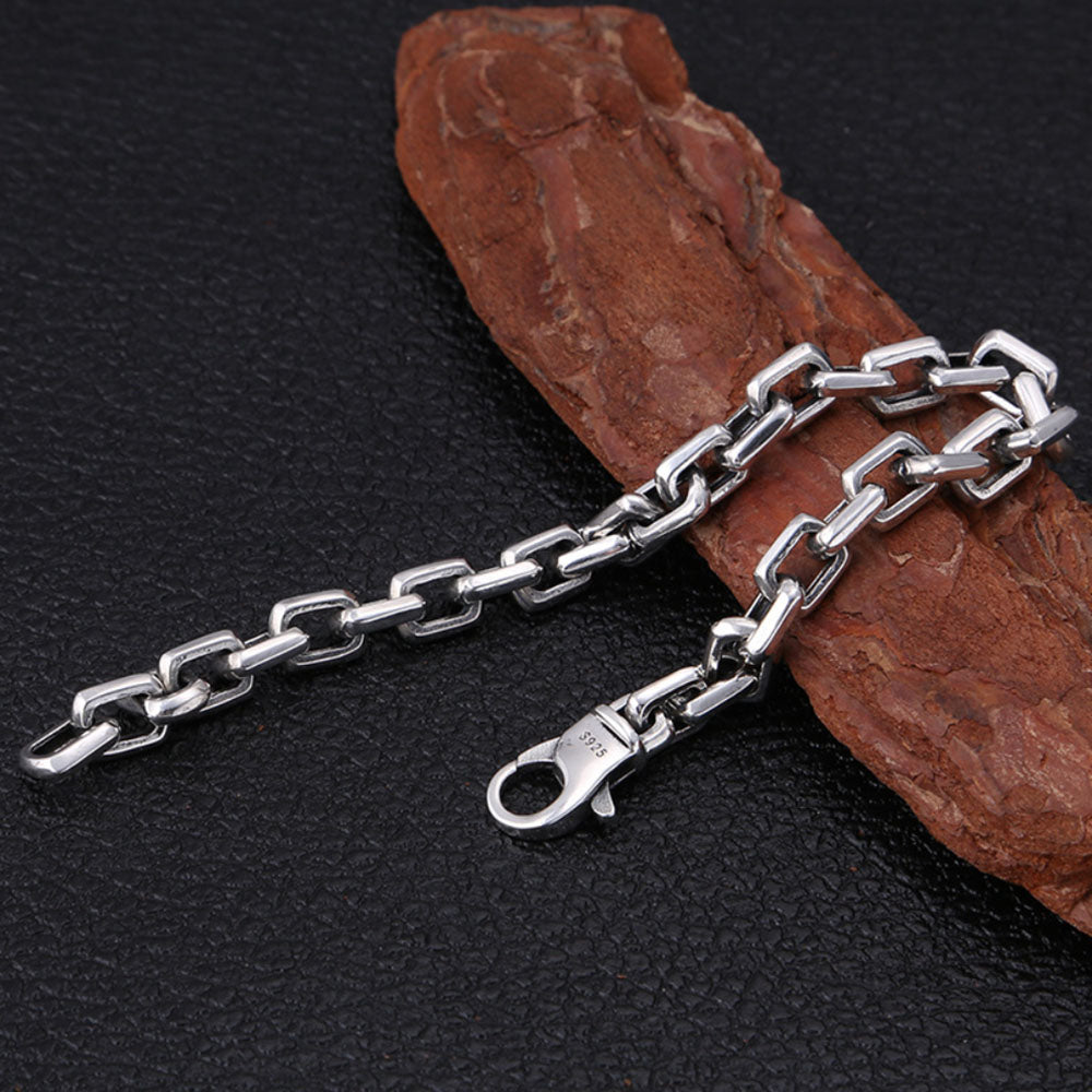 Bracelet à maillons rectangulaires en argent sterling pour hommes