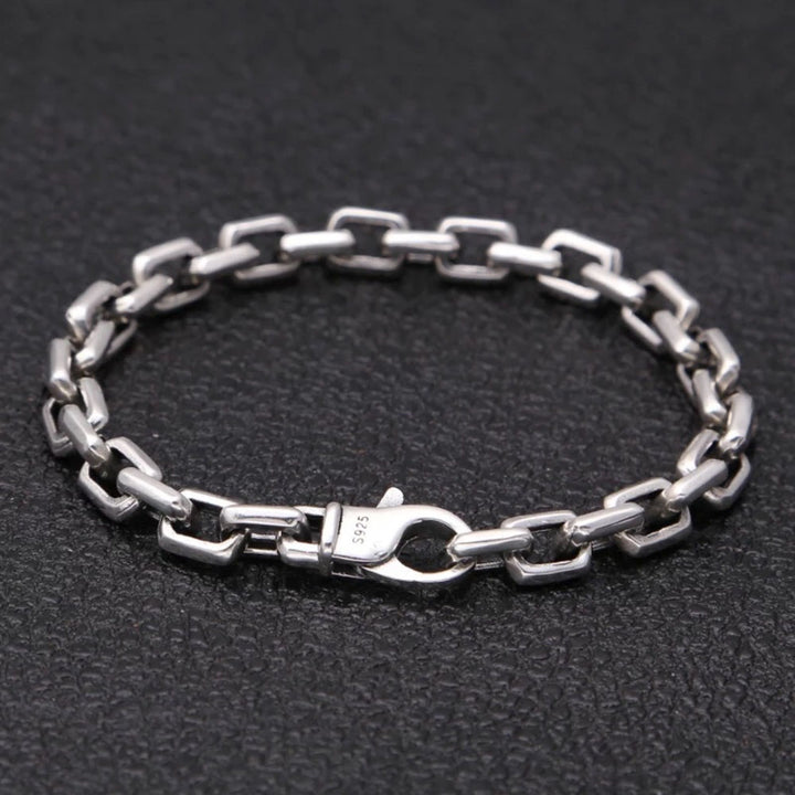 Men's Sterling Silver Rectangle Link Chain Bracelet