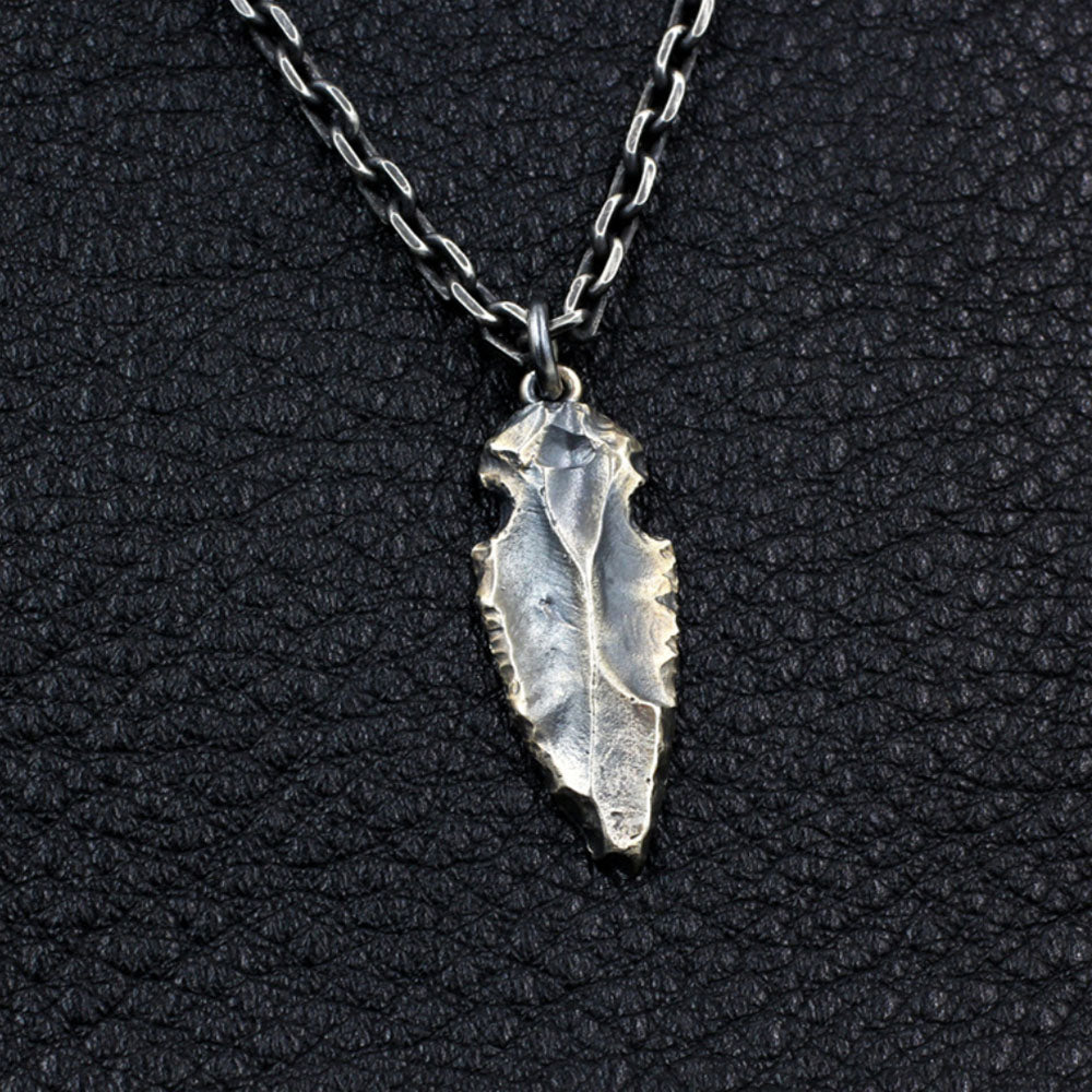 Men's Sterling Silver Rock Spearhead Necklace