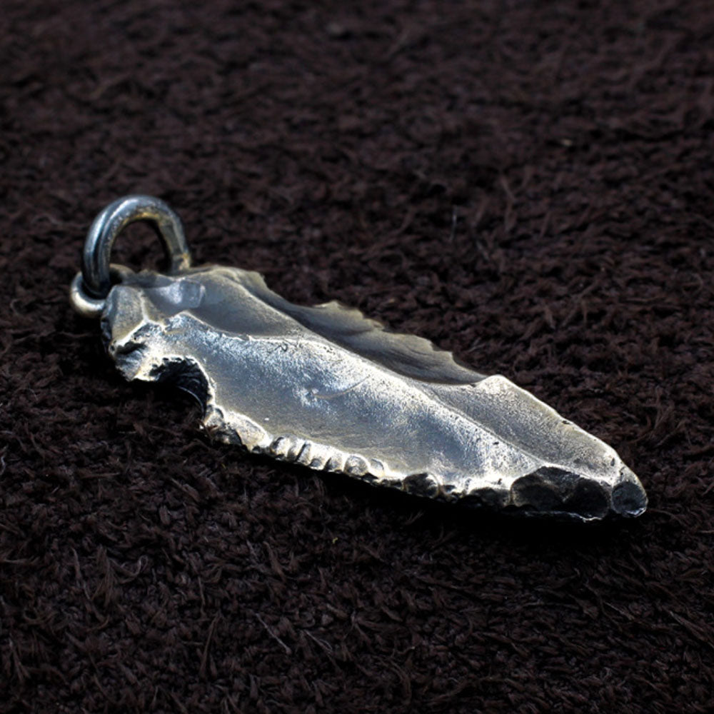 Men's Sterling Silver Rock Spearhead Necklace