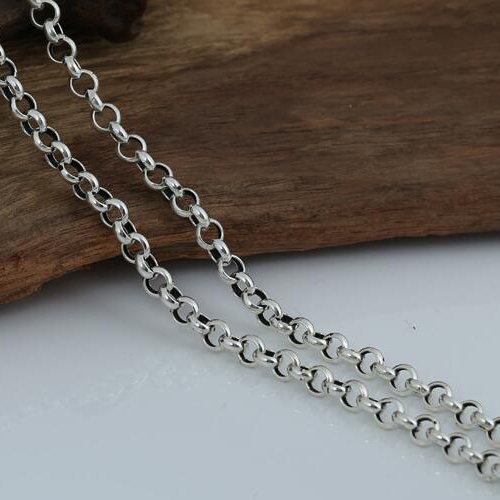 6 mm Men's Sterling Silver Rolo Chain 20"-28"