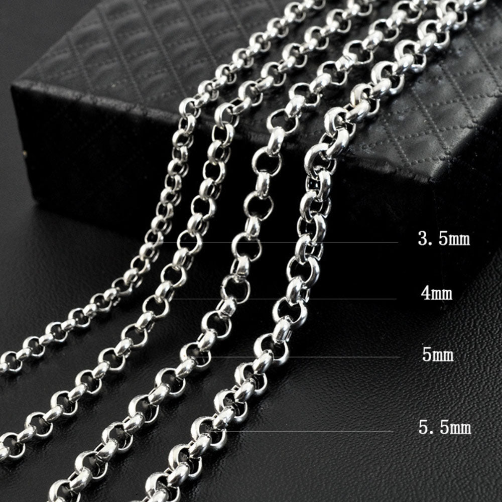 3.5-5.5 mm Men's Sterling Silver Rolo Chain 18"-30"