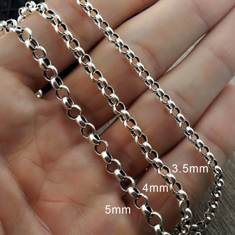 3.5-5.5 mm Men's Sterling Silver Rolo Chain 18"-30"